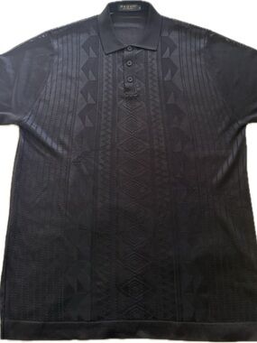 Men's Black Textured Polo Shirt size XL